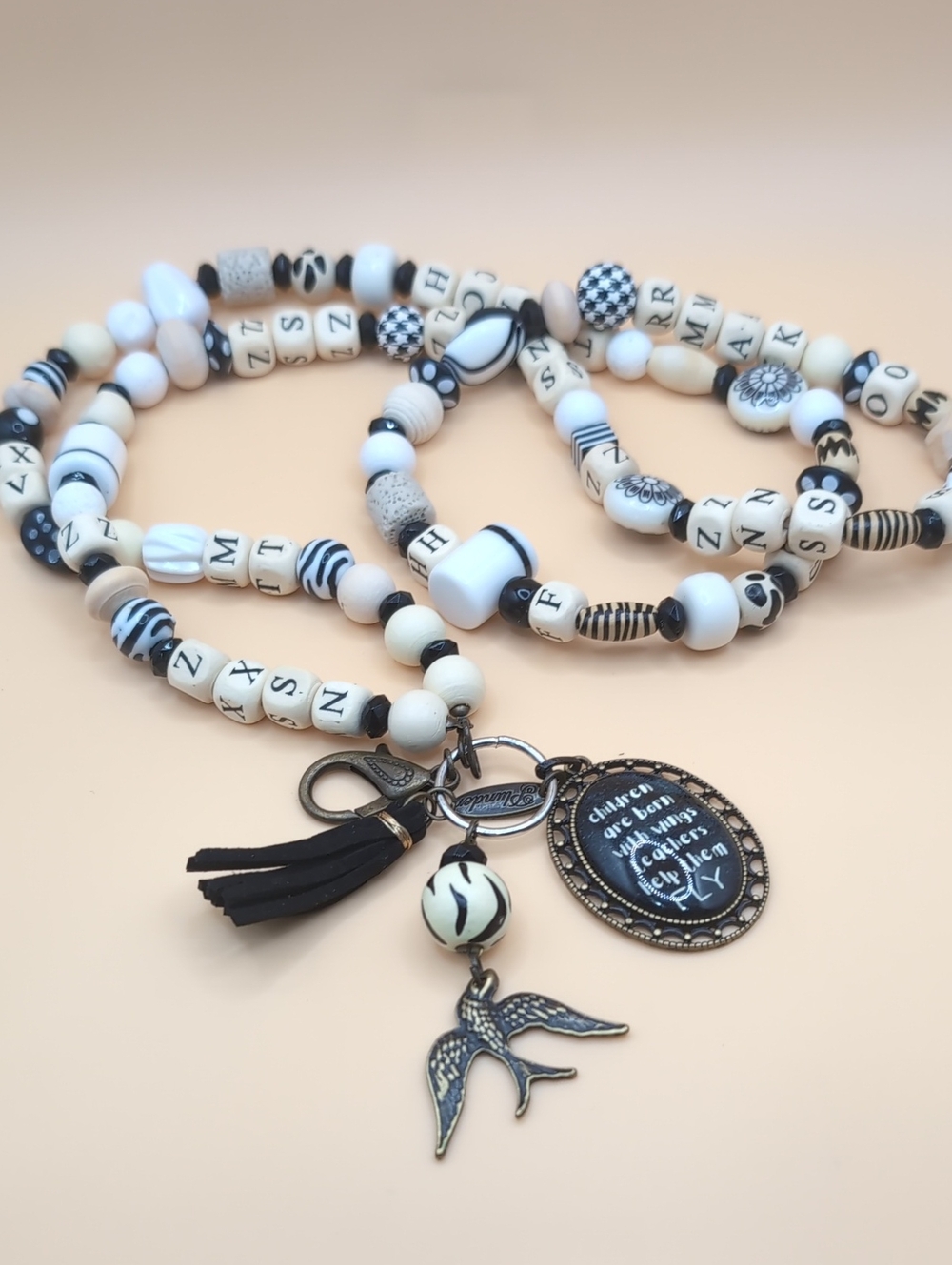 Plunder Teacher Beaded Lanyard Charm Necklace with Inspirational Pendant NEW!